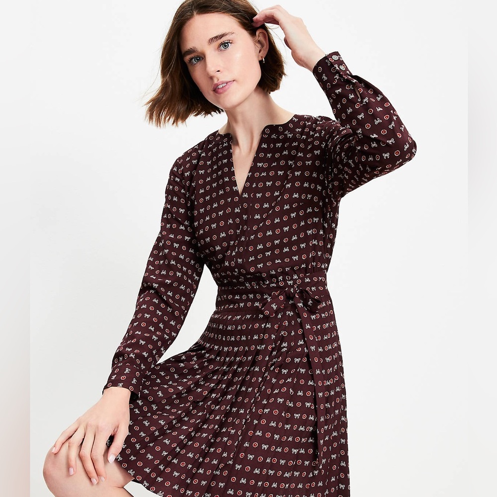 Loft Bow Pleated Mini Dress size 12